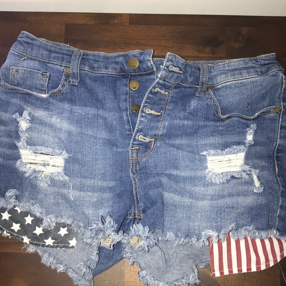 Patriotic/ flag denim cutoff shorts